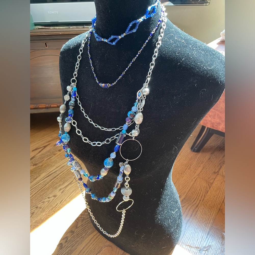 Blue Necklace Bundle Jewelry Stack Earrings Bracelets